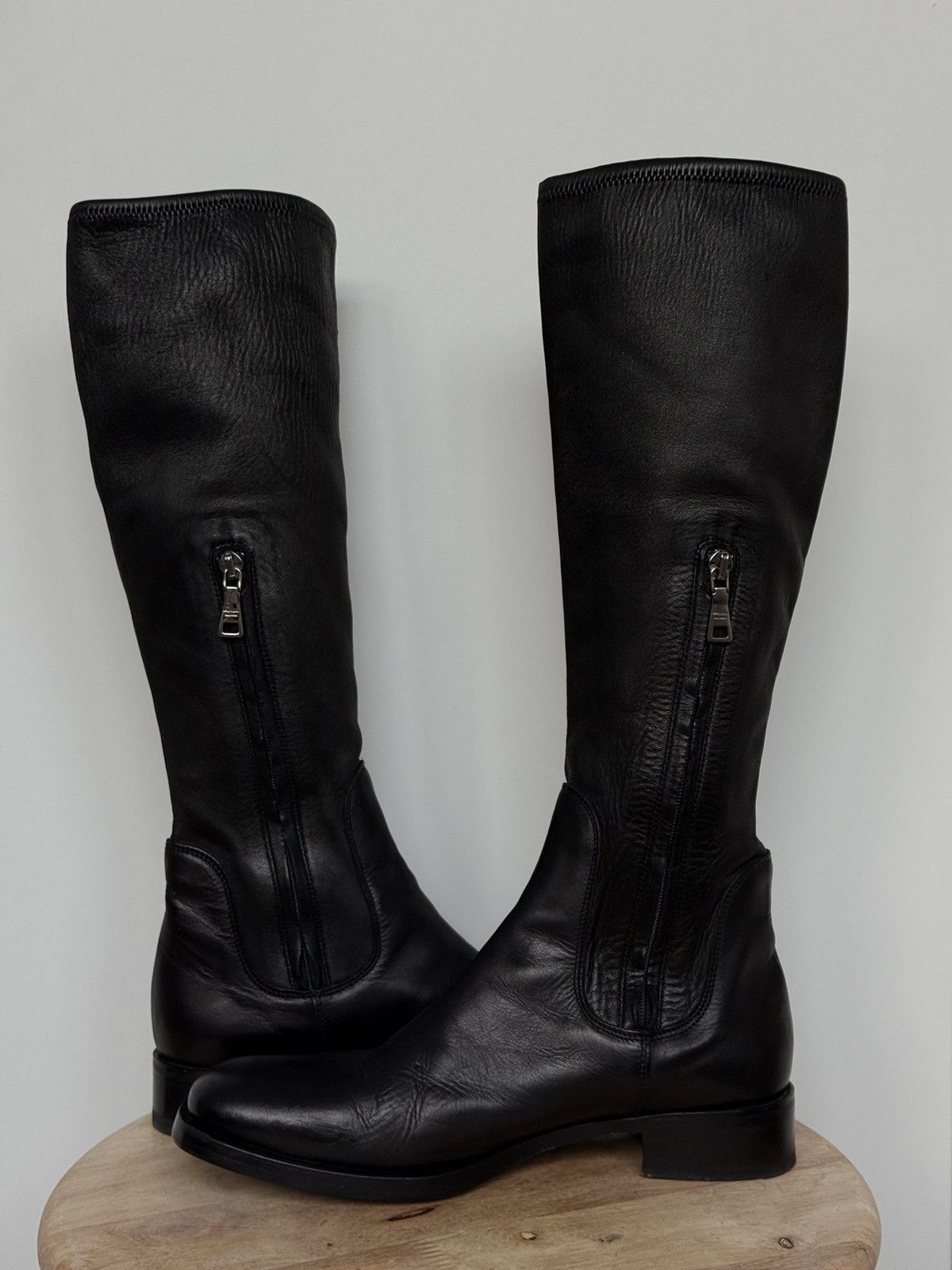 Prada Prada Black Leather Riding Boots Size US 6.5 / IT 36.5 - 7 Thumbnail