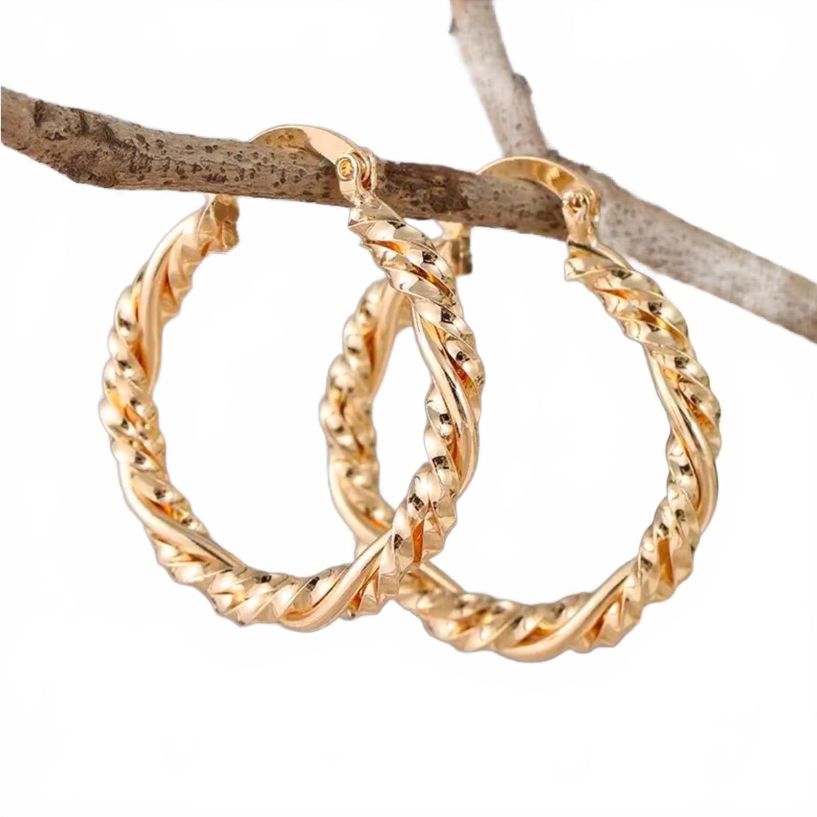 Designer Twisted Gold Hoop Earrings NWT Size ONE SIZE - 2 Thumbnail