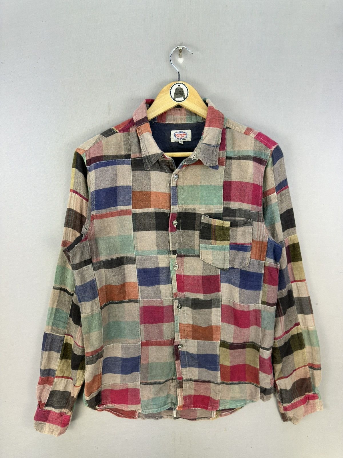 Japanese Brand Chiang Mai Deluxe Rare Patchwork Flannel Shirt Button Up Size US M / EU 48-50 / 2 - 1 Thumbnail