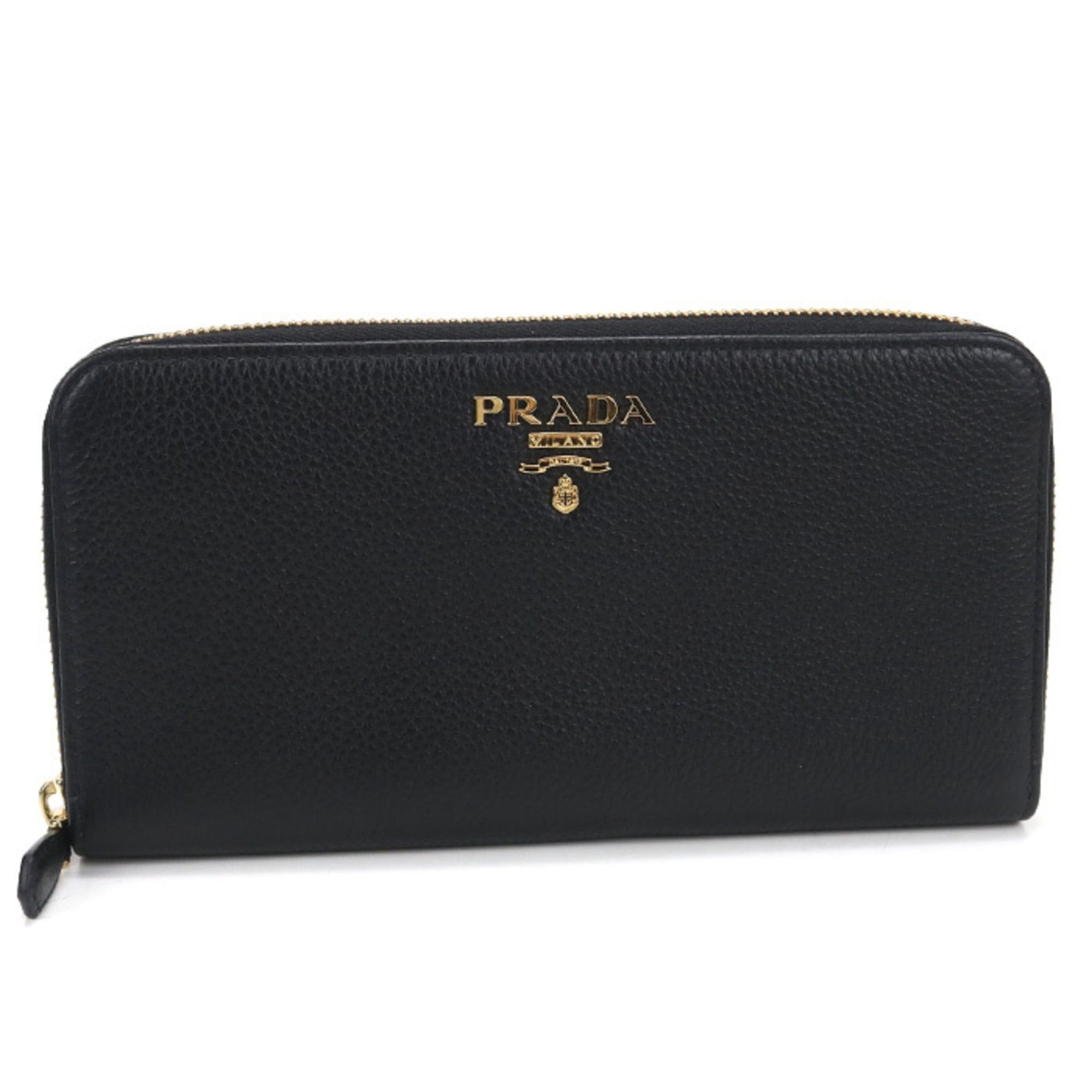 Prada PRADA Long Wallet 1ML506 Black Triangle Plate Saffiano 