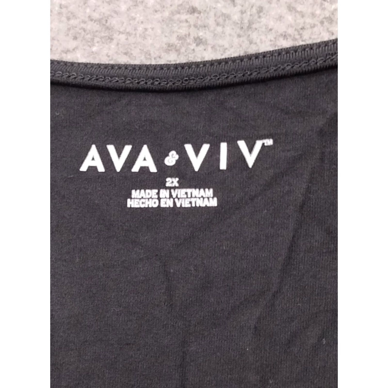 Vintage Ava & Viv Wrap Dress Women's Black 2X Casual Short Sleeve Round Neck Pullover Plus Size Long Dress Wrap Accents Blended Fabric Solid Size XXL / US 16-18 / IT 52-54 - 6 Thumbnail