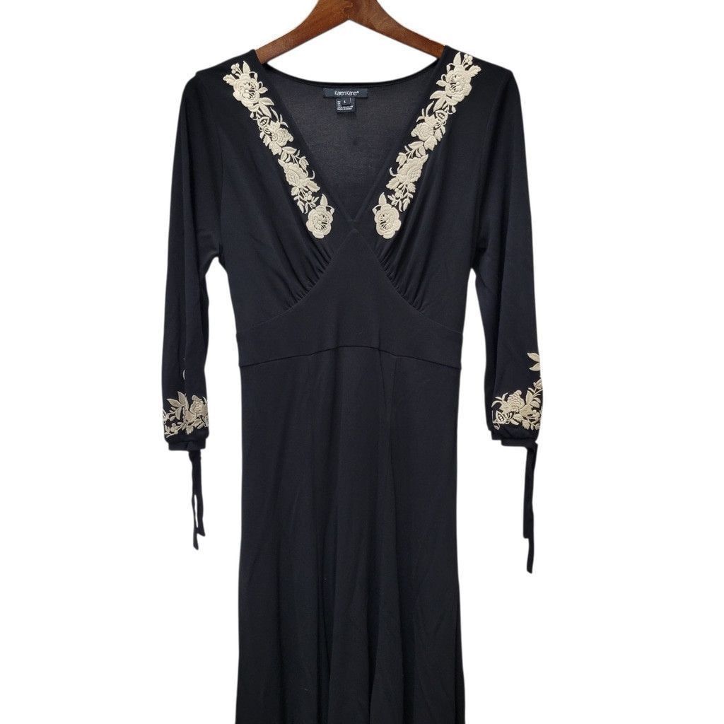 Other Karen Kane Cafe Chic Embroidered Flare 3/4 Sleeves Dress Size L / US 10 / IT 46 - 4 Thumbnail