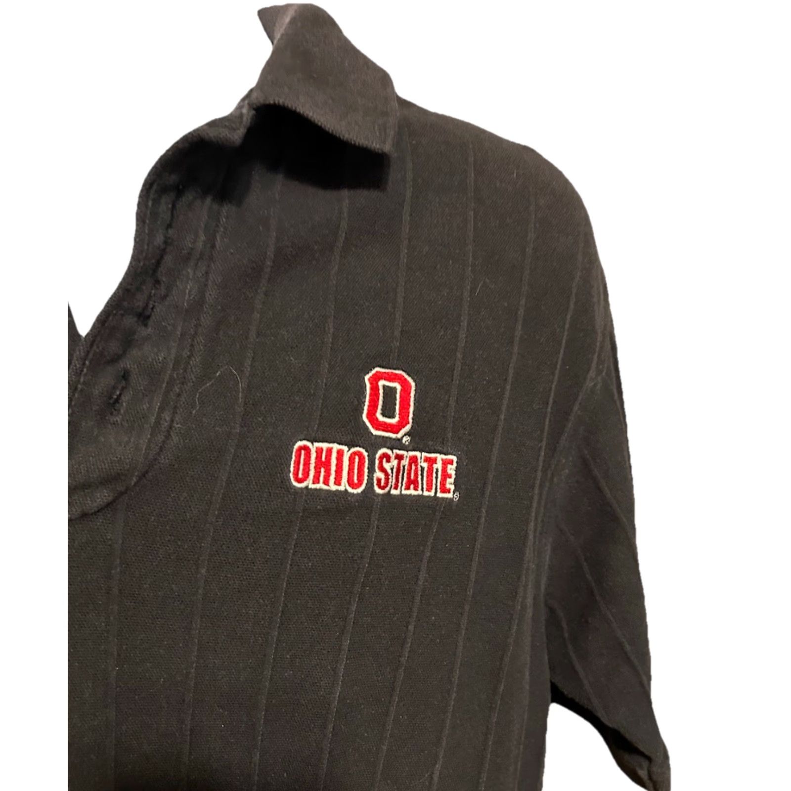 Vintage VINTAGE Cadre Athletic Polo Shirt Men L Black Ohio State Buckeyes Short Sleeve Ribbed Pin Stripes Polo Shirt Men L Black Ohio State Buckeyes Size US L / EU 52-54 / 3 - 6 Thumbnail