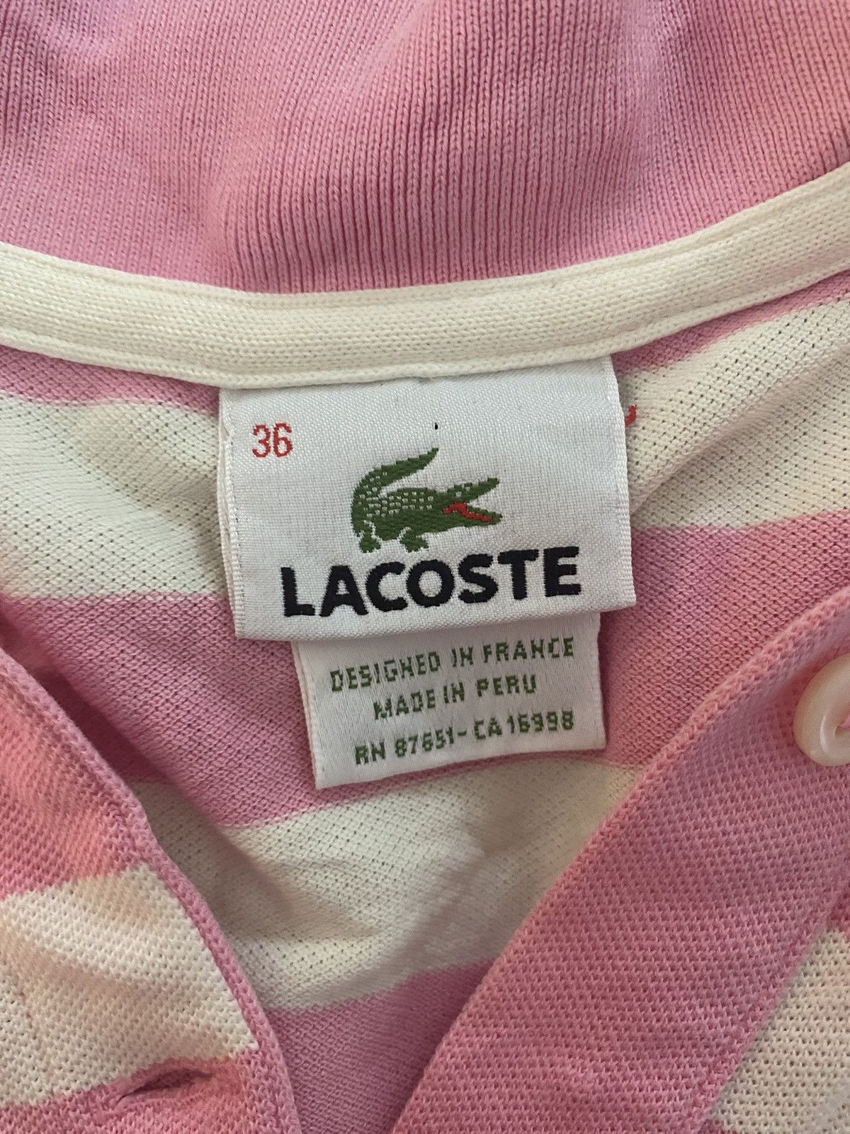 Lacoste Lacoste pink and white striped polo Size M / US 6-8 / IT 42-44 - 6 Thumbnail
