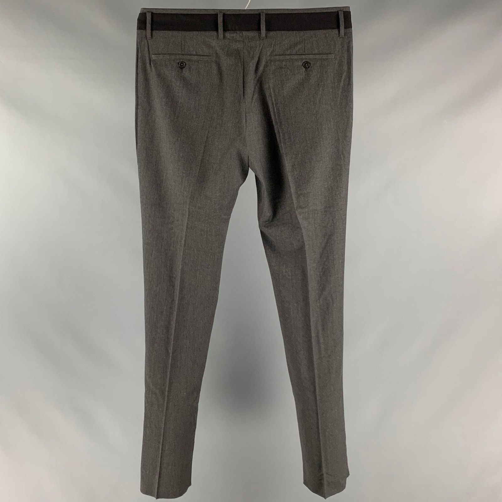 Viktor & Rolf VIKTOR & ROLF Grey Black Solid Wool Zip Fly Dress Pants Size US 38 / EU 54 - 2 Thumbnail