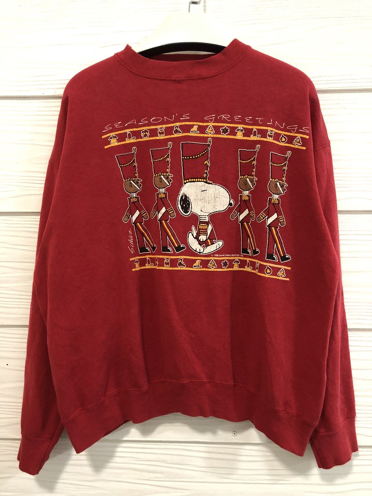 image of Artek x Syndicate Vintage Syndicate Snoopy @1958 Sweatshirt in Red, Men's (Size Large)