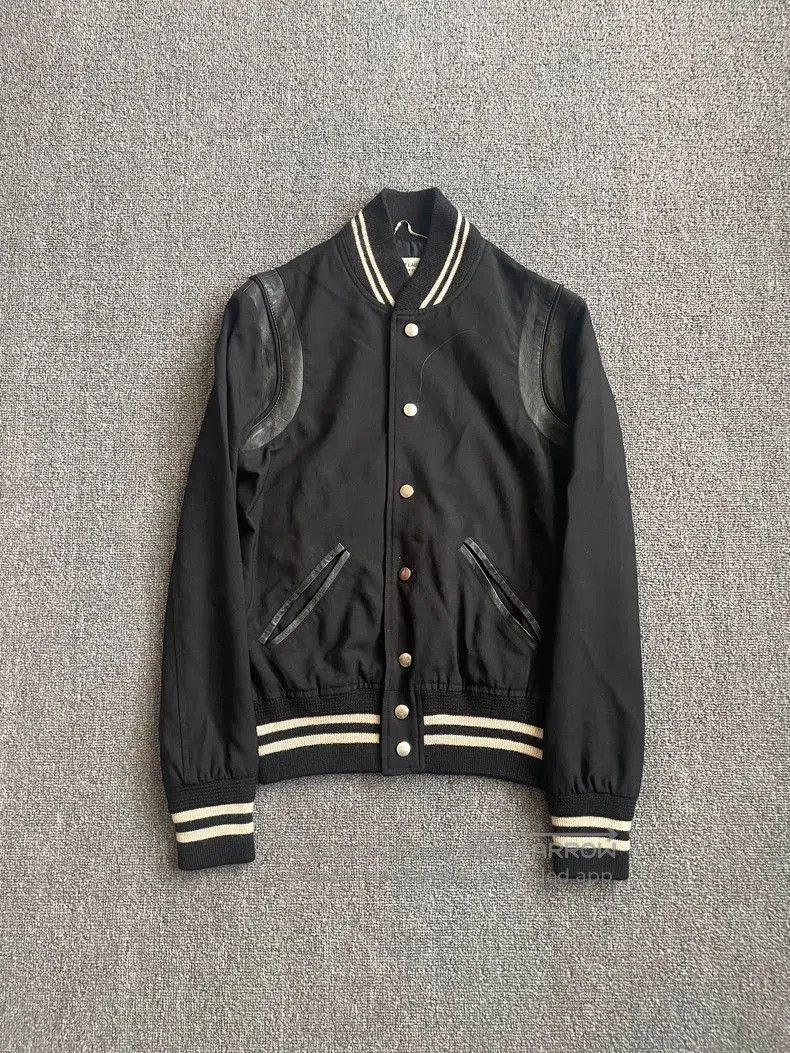 Saint Laurent Black Varsity Jacket .