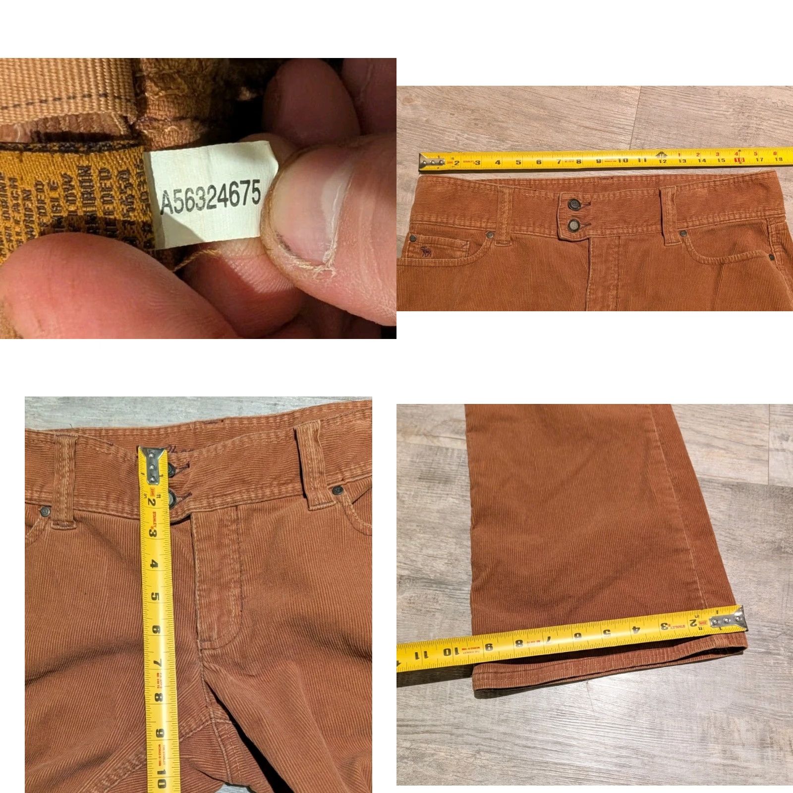 Abercrombie & Fitch VINTAGE Abercrombie & Fitch Pants Womens 10 Caramel Corduroy Low Rise Flared 90s Y2K Size 32" / US 10 / IT 46 - 8 Thumbnail