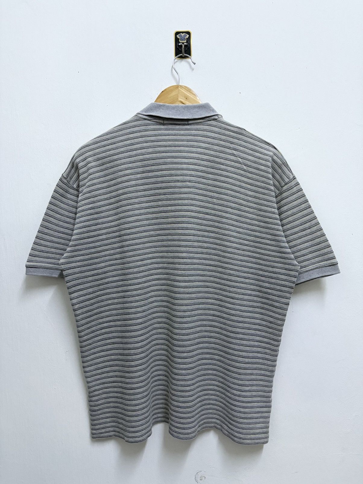 Issey Miyake 2000's iM Issey Miyake Stripe Pattern Grey Polo Shirt Size US L / EU 52-54 / 3 - 2 Thumbnail