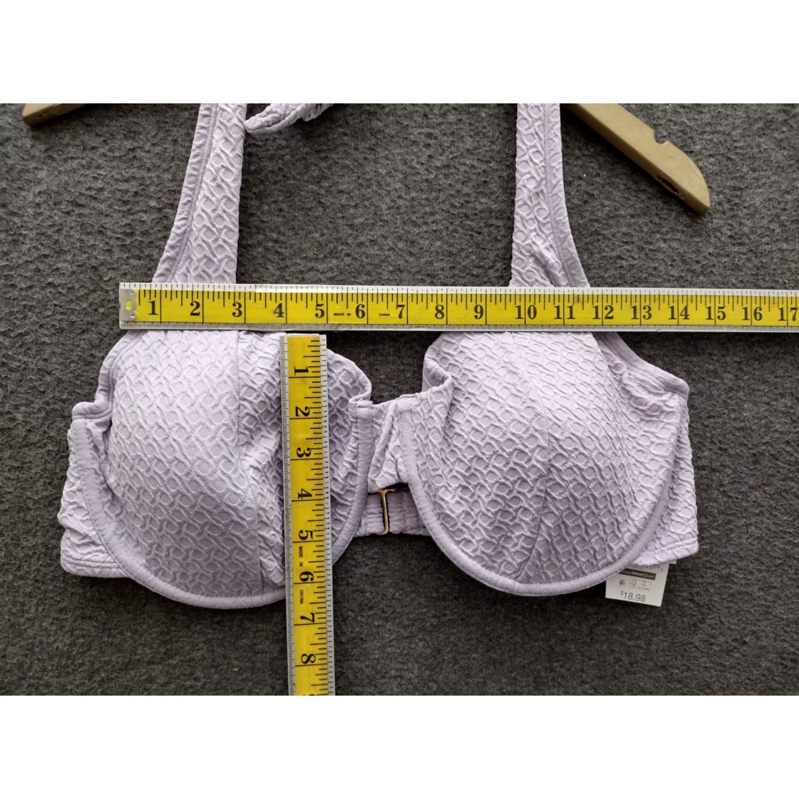 Vintage Time and Tru Textured Underwire Halter Swimsuit Top 1X Purple Womens Size 16W-18W Adjustable Strap Size XL / US 12-14 / IT 48-50 - 4 Thumbnail