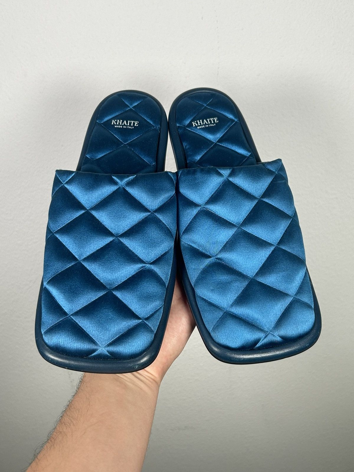 KHAITE Satin Quilted Square Toe Slippers Size US 10 / IT 40 - 2 Thumbnail