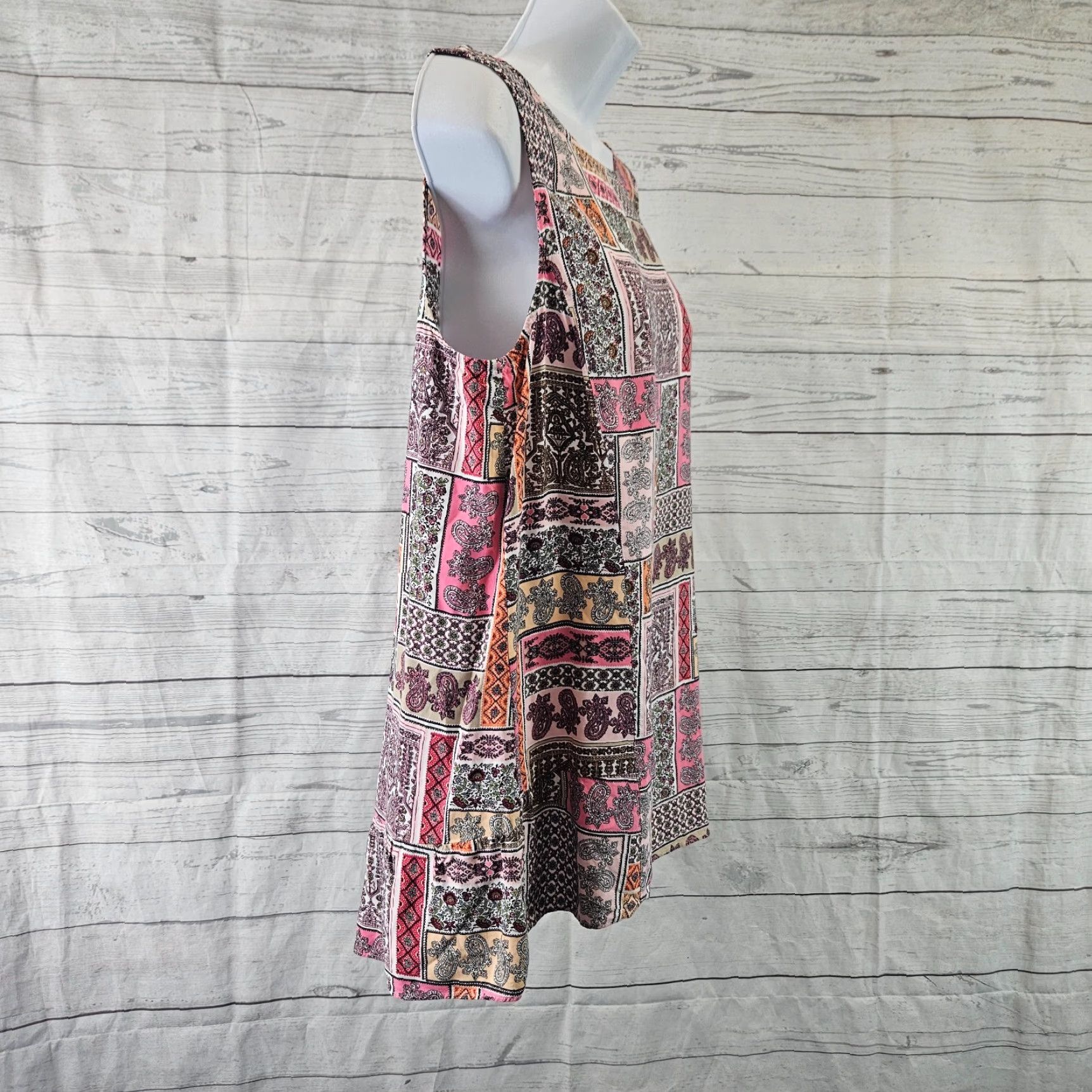 J. Jill J. Jill Womens Blouse Shirt Sleeveless Floral Rayon Pink Orange Paisley Medium M Shirt Womens blush pink floral rayon top Size M / US 6-8 / IT 42-44 - 3 Thumbnail