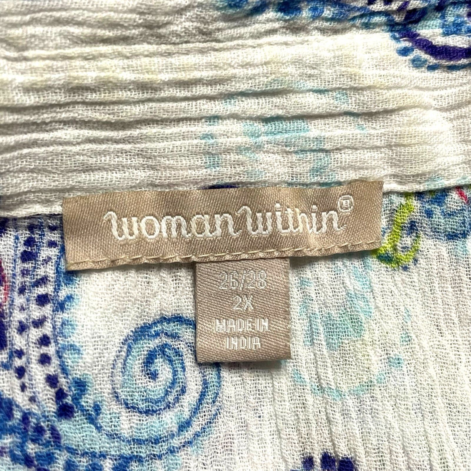 Other Woman Within Paisley Cotton Blouse Size XXL / US 16-18 / IT 52-54 - 7 Thumbnail
