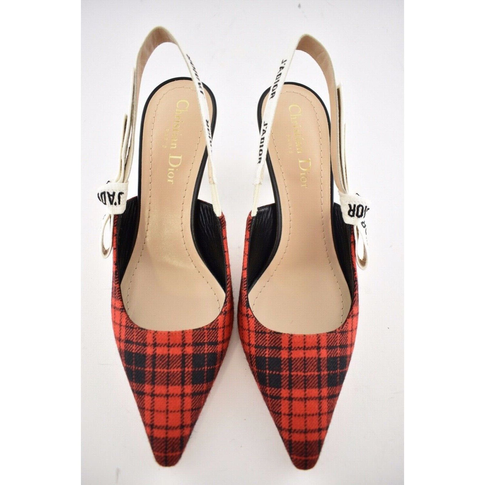 J'adior Jadior Check Slingback Sling Sandal Heel Pump 37