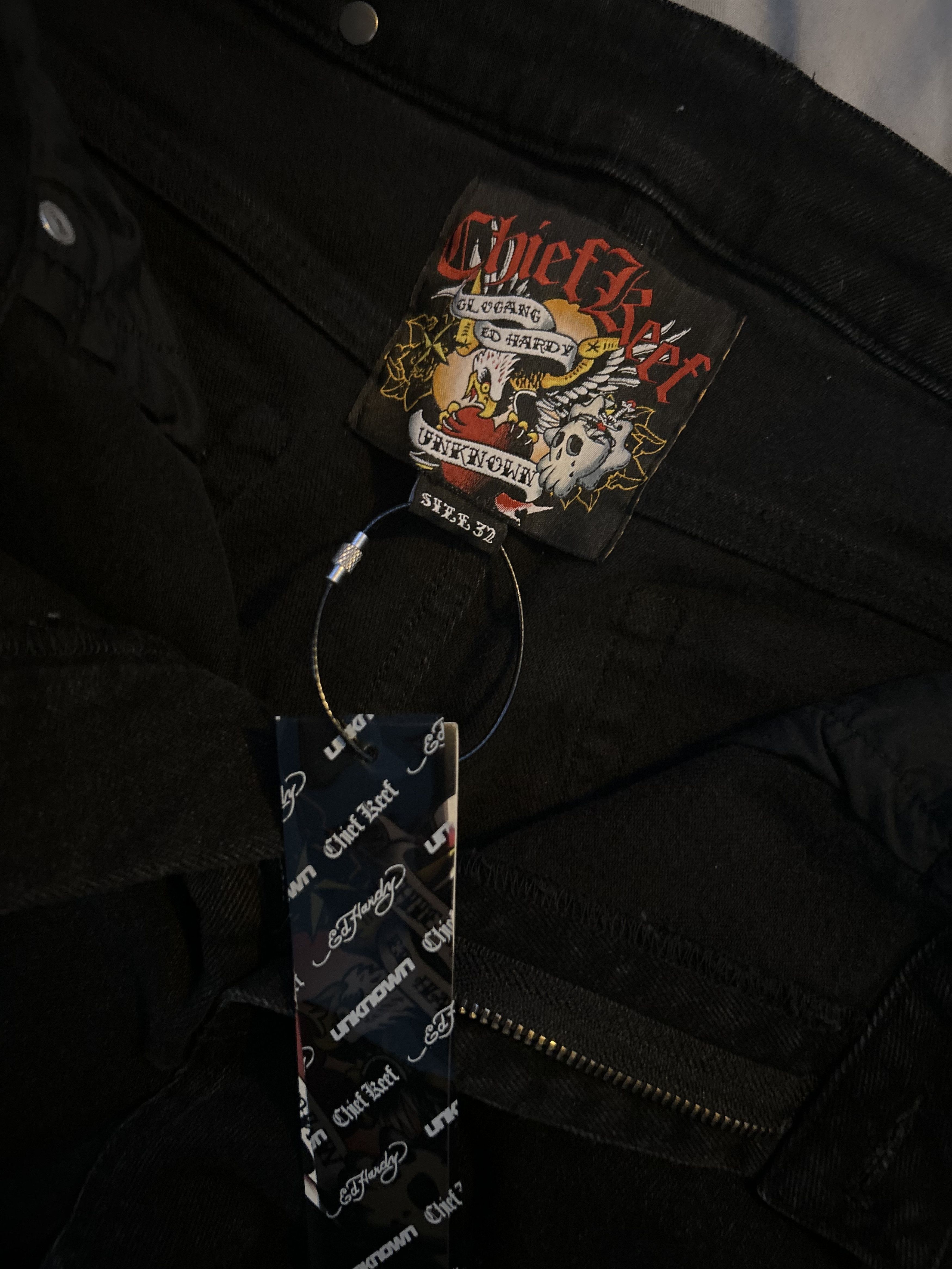 Ed Hardy × Glo Gang × Unknown London Ed Hardy Chief Keef Flared denim Size US 32 / EU 48 - 7 Thumbnail