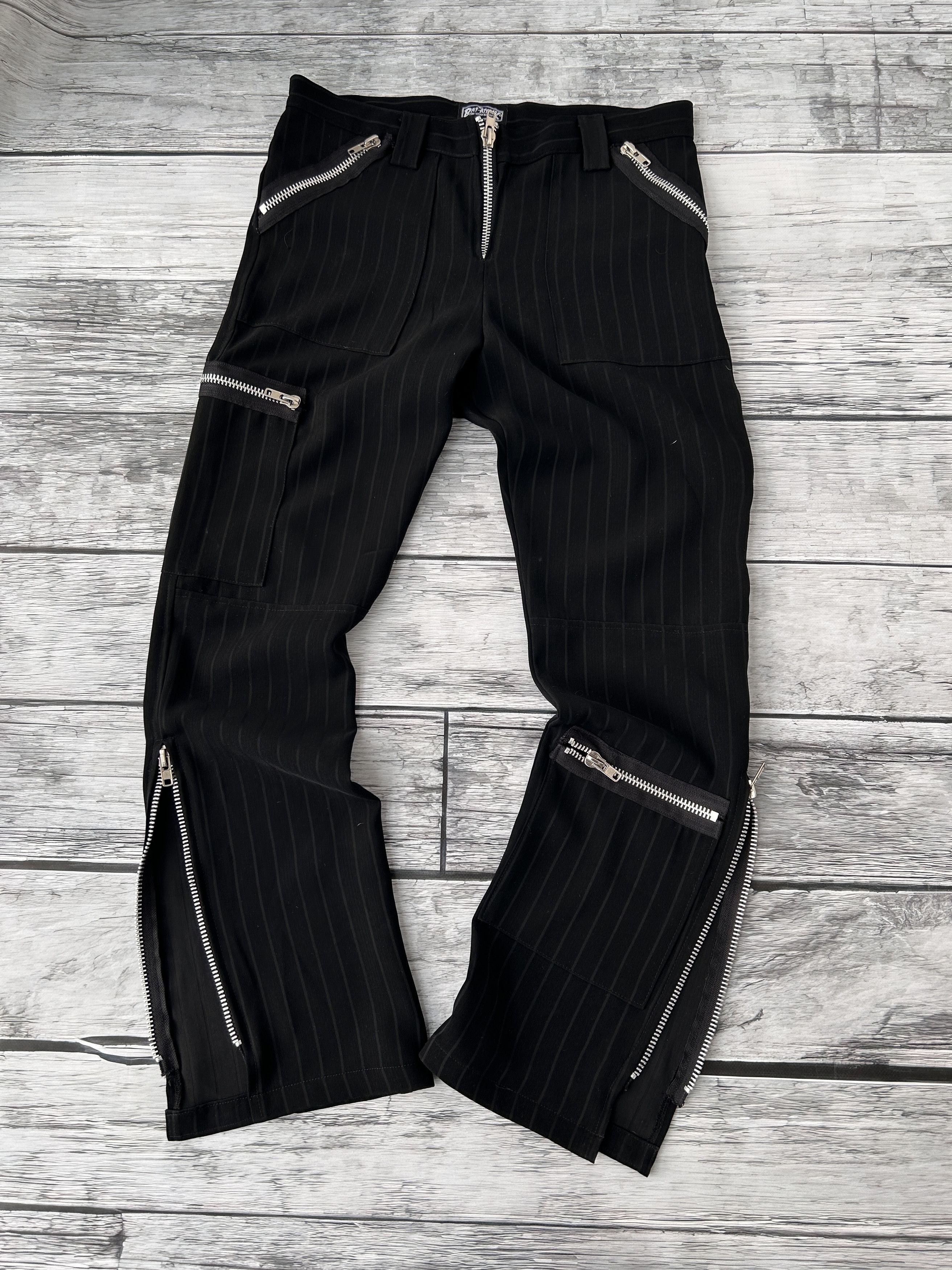 Vintage Vintage Punk Zipper Pants Pinstripe Gothic Techwear Bondage Size US 30 / EU 46 - 1 Thumbnail
