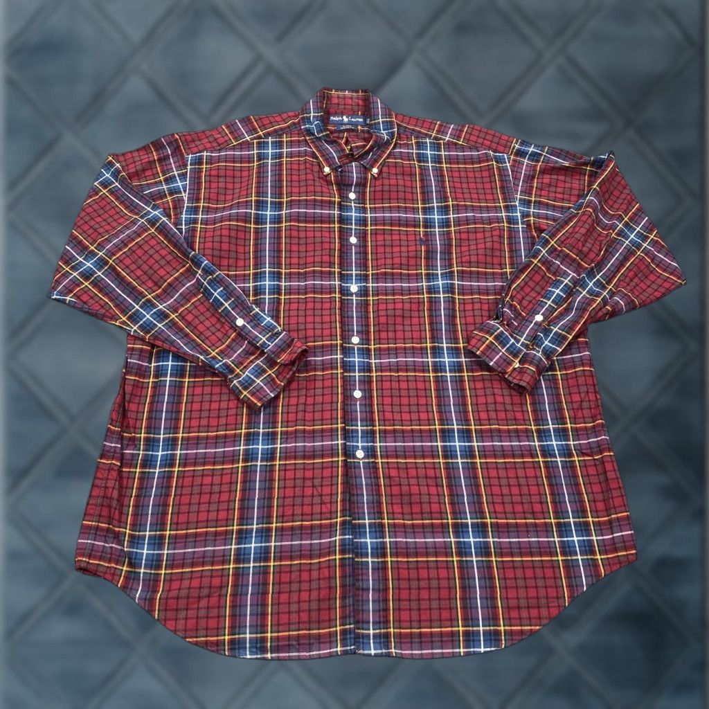 Ralph Lauren VINTAGE? No. Ralph Lauren Shirt Mens XL Red Plaid Blake Long Sleeve 100% Cotton Button Up Size US XL / EU 56 / 4 - 1 Thumbnail