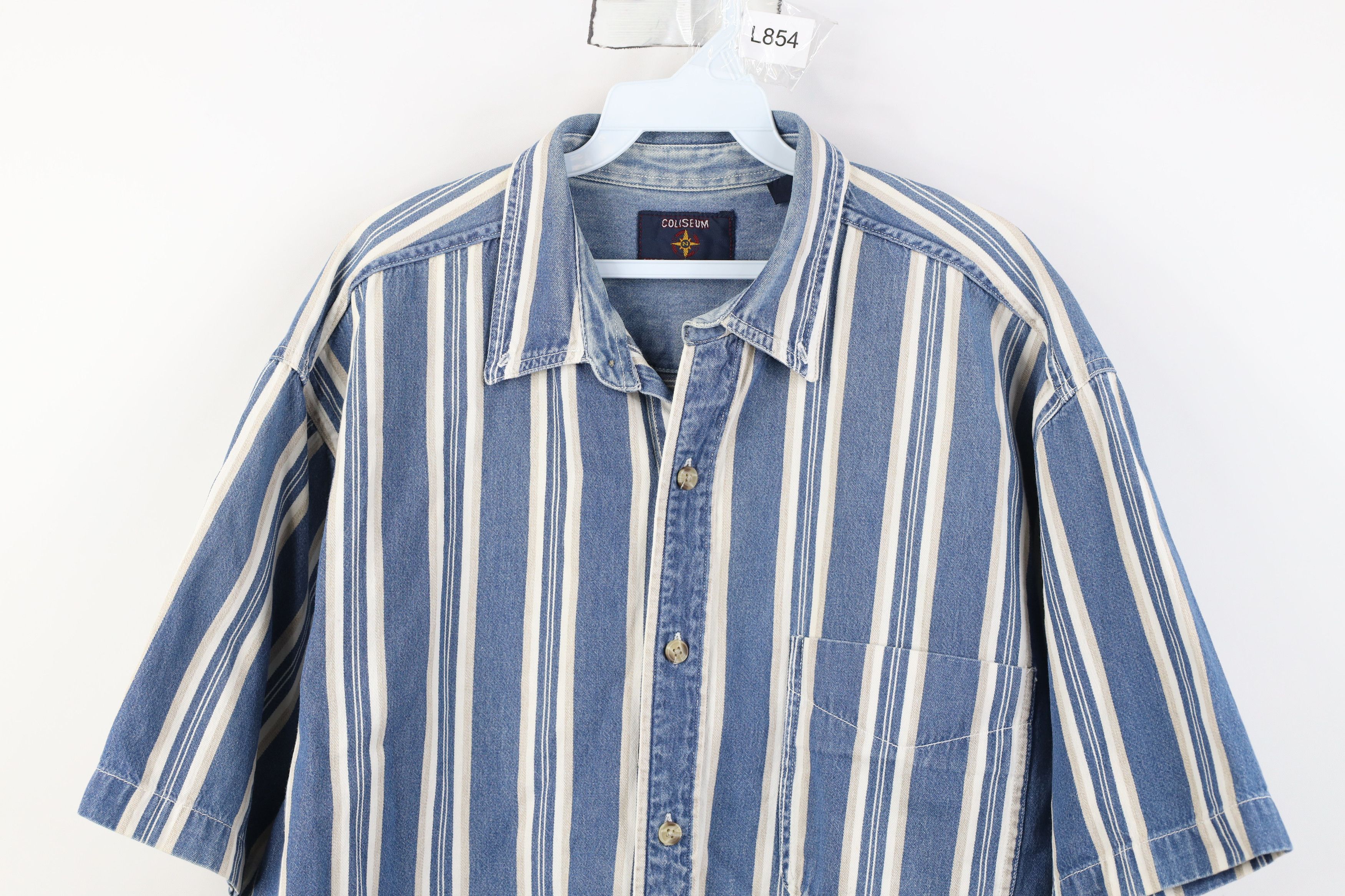 Vintage Vintage 90s Streetwear Denim Jean Short Sleeve Button Shirt Size US XL / EU 56 / 4 - 2 Thumbnail