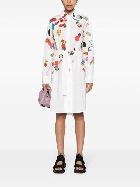 Marni oc11z0525 Shirt Dress With Floral Print in White Size XL / US 12-14 / IT 48-50 - 2 Thumbnail