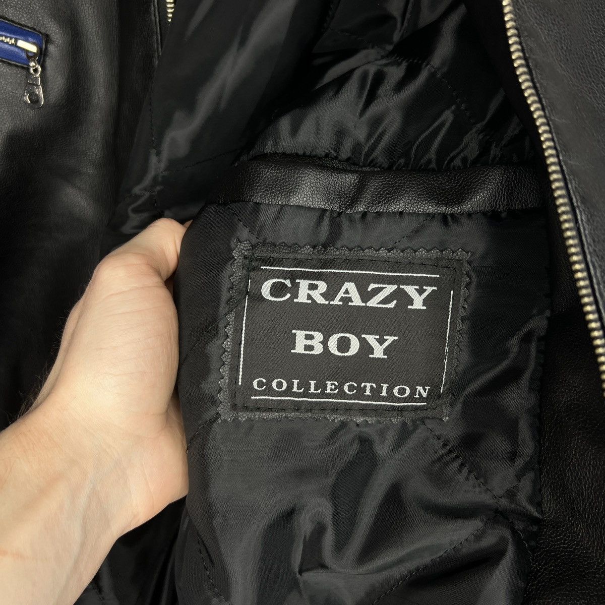Japanese Brand 90s Boxy Leather Varsity Jacket Bomber Boxy Black Navy Size US M / EU 48-50 / 2 - 13 Thumbnail