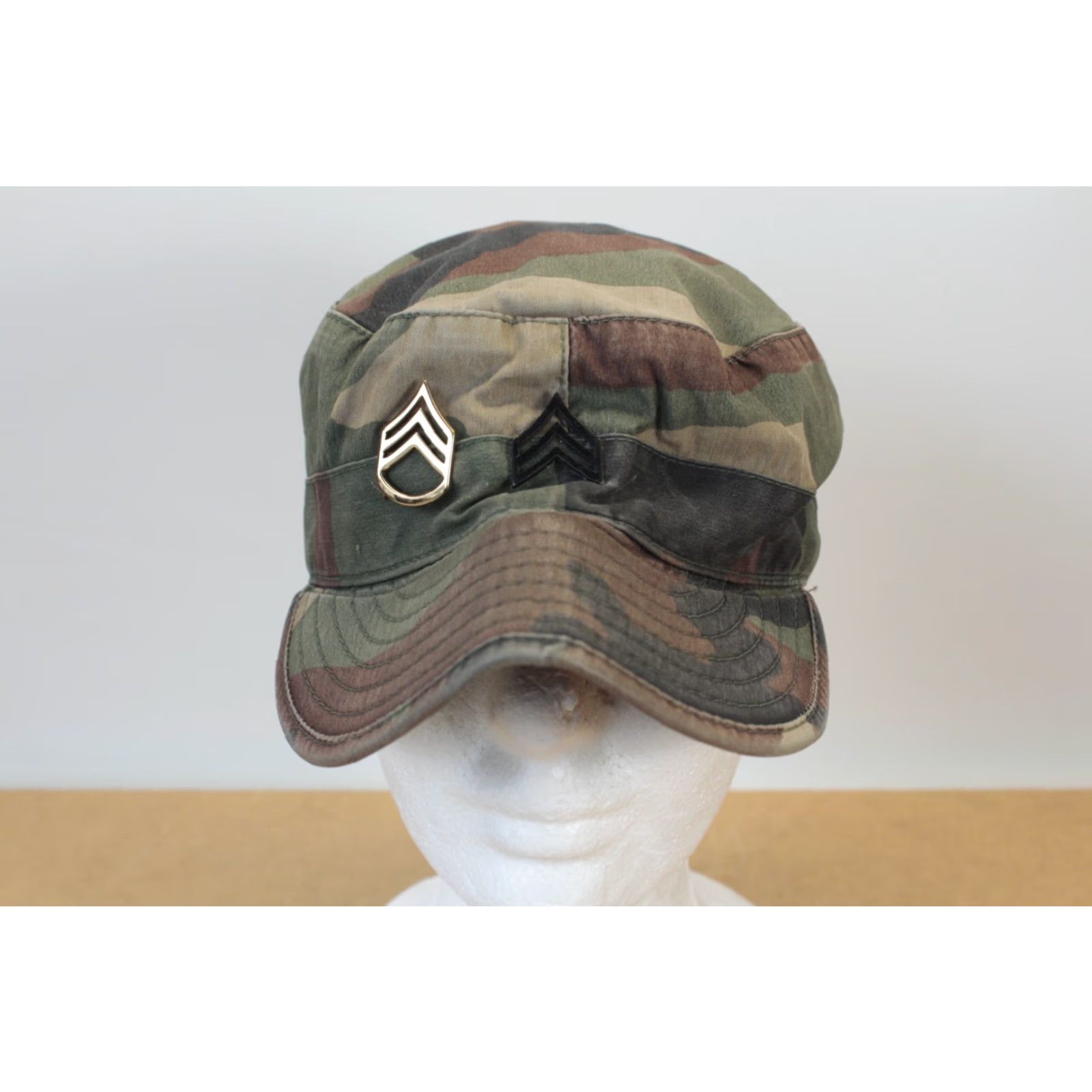 Vintage VINTAGE US ARMY ISSUE Hat Cap Camouflage Woodland Camo 6 ¾ Atlas Pins BDU Army Cap Unisex Adults Mens Size ONE SIZE - 5 Thumbnail
