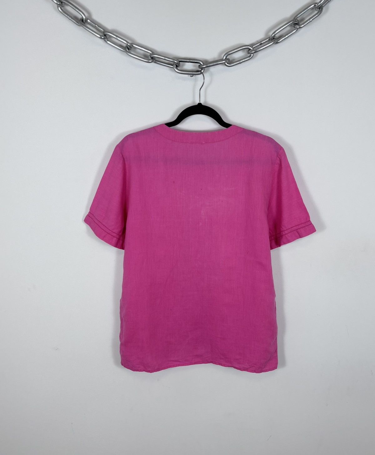 Davide Cenci Davide Cenci Vintage Women’s Pink Linen Short Sleeve Shirt Size L / US 10 / IT 46 - 13 Thumbnail