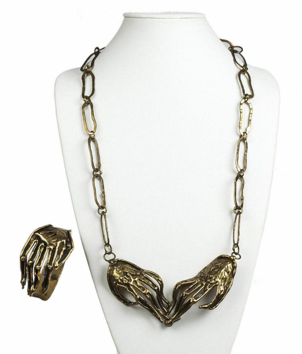 Designer Brutalist Mexican Handmade Hand Necklace Bracelet Set Size ONE SIZE - 2 Thumbnail