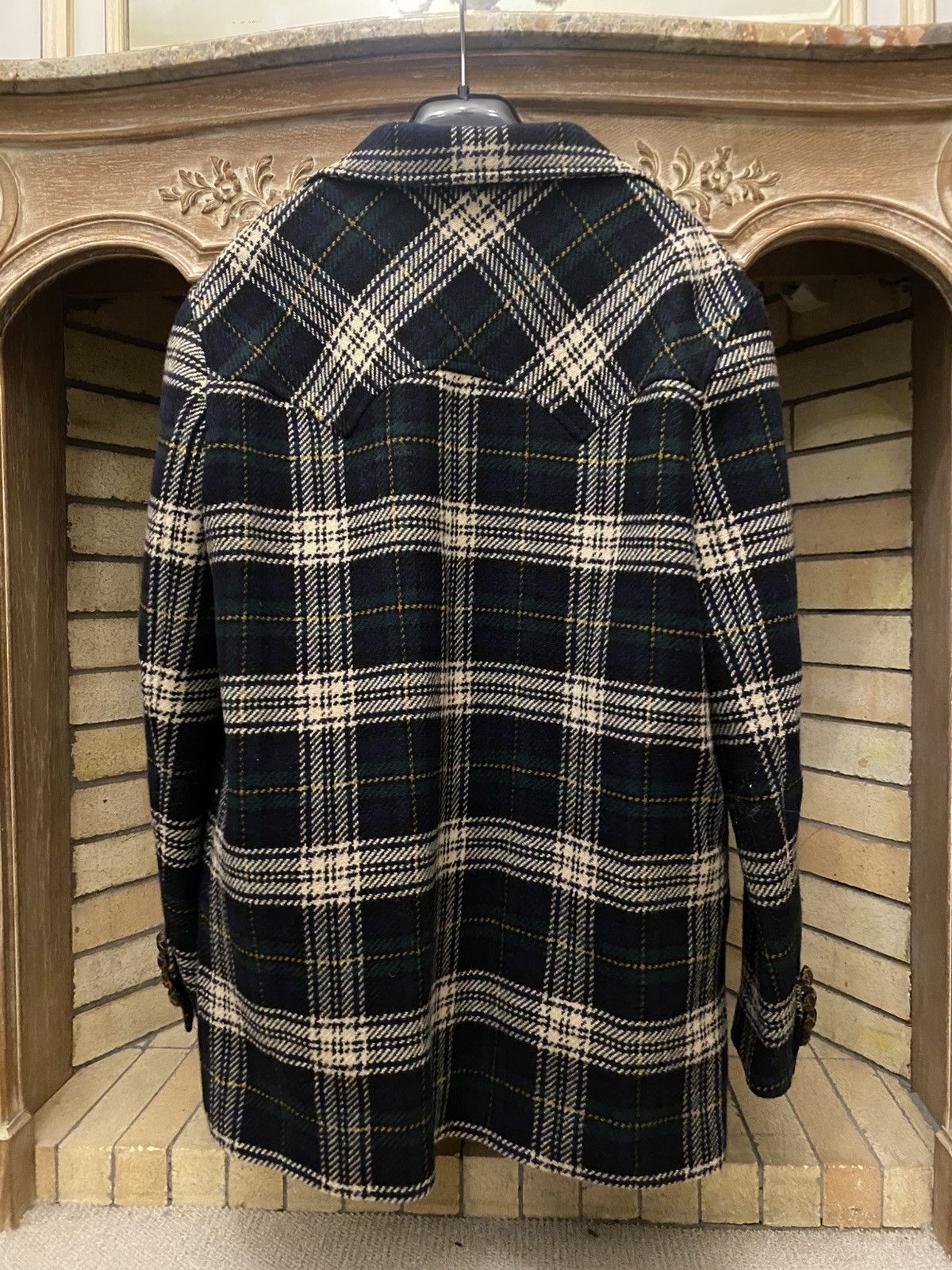 Saint Laurent Paris Saint Laurent Tartan Navy Green Coat Size US M / EU 48-50 / 2 - 2 Thumbnail