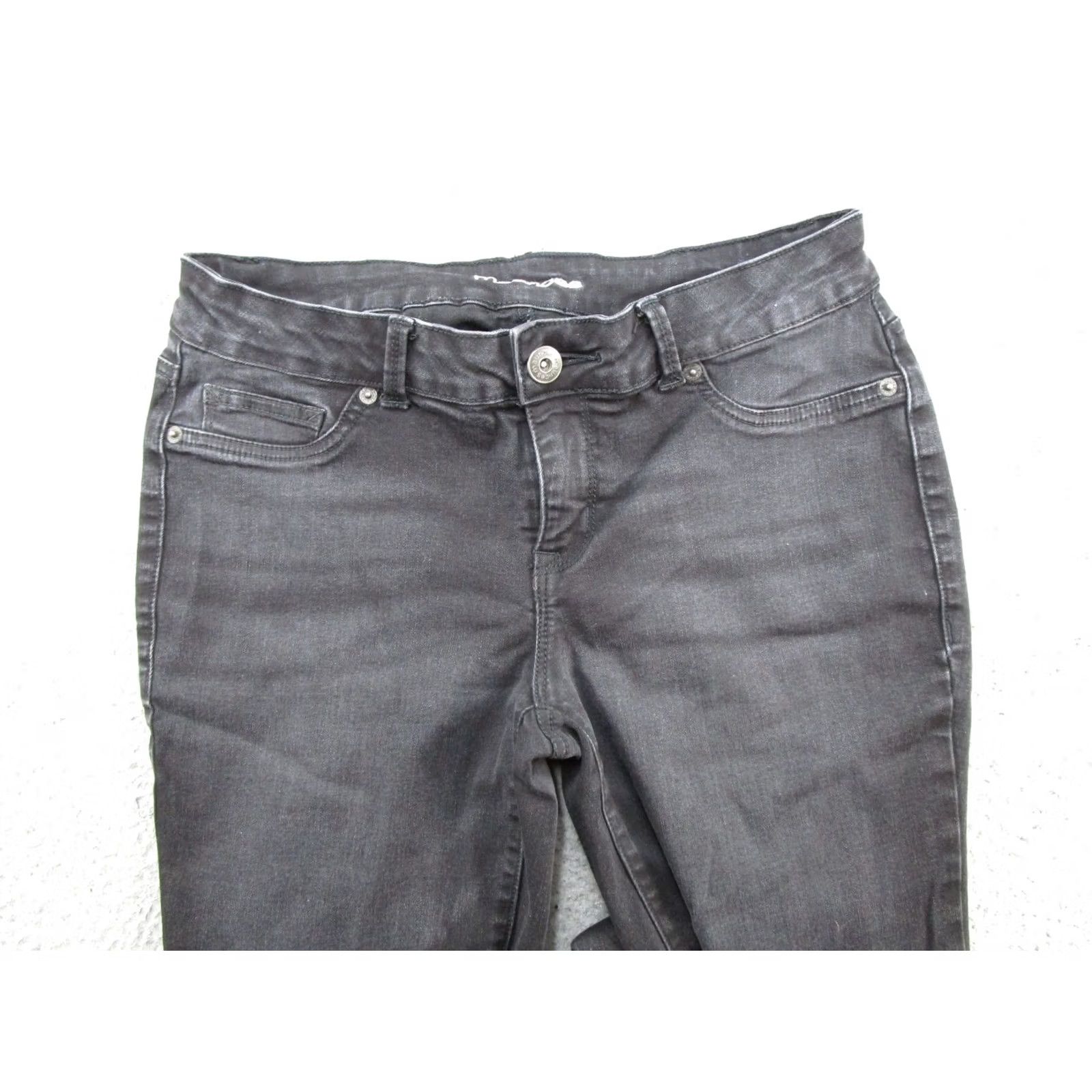 Vintage Maurices Black Denim Skinny Jeans Womens Size M Reg Stretch Mid Rise 5-Pocket Design Denim Shirt? Size 32" / US 10 / IT 46 - 3 Thumbnail
