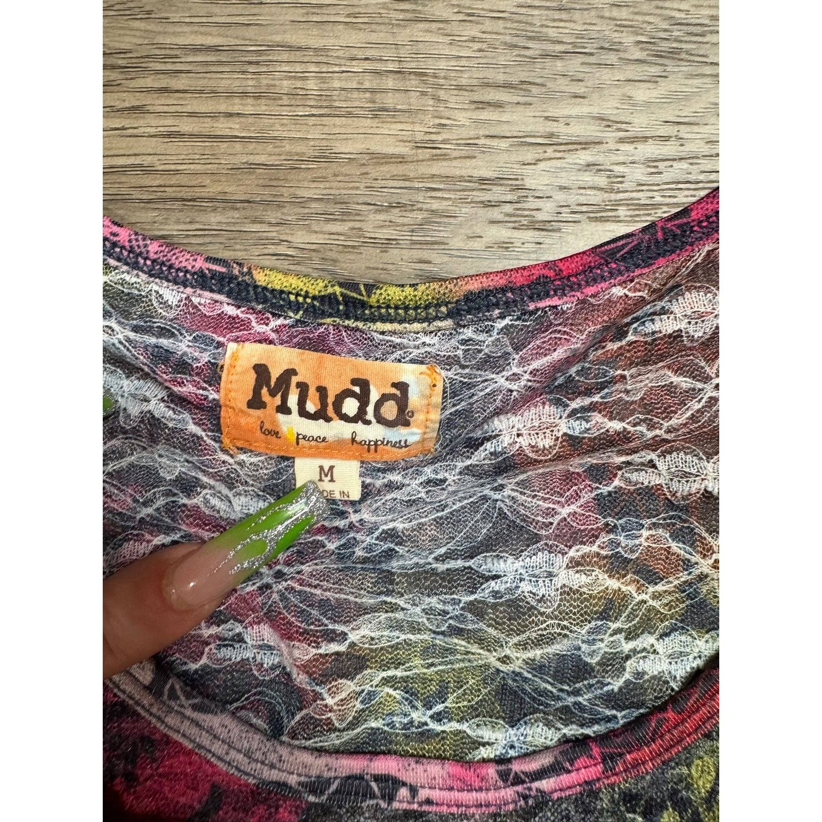 Other MUDD Women's Long-Sleeved Shirt Scoop Neck ColorfulSize M Size M / US 6-8 / IT 42-44 - 3 Thumbnail