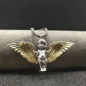 Jewelry x Vintage Classic Little Angel Gold Wings Necklace, Men's