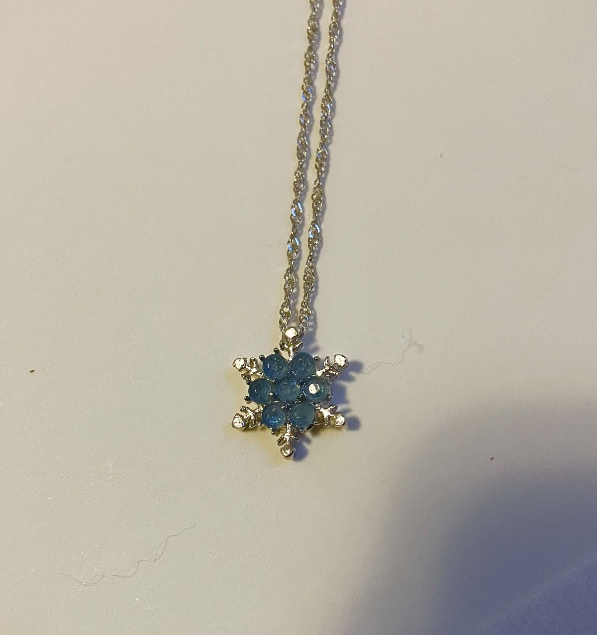 Handmade Silver Blue Crystal Snowflake Winter Pendant Necklace Size ONE SIZE - 2 Thumbnail