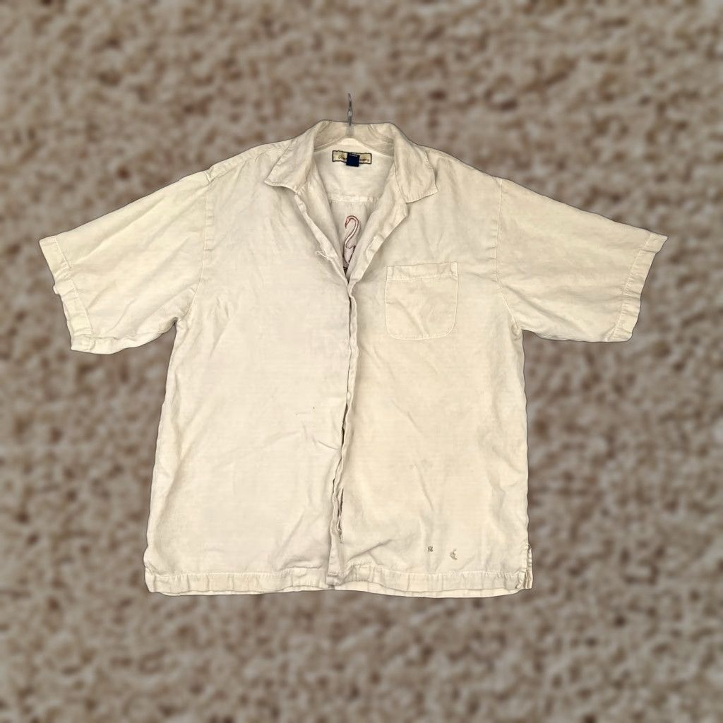 Tommy Bahama VINTAGE Tommy Bahama Shirt Men Medium Ivory Button-Up Silk Rayon Aloha Beach Hawaii 90s Mens Size US M / EU 48-50 / 2 - 1 Thumbnail