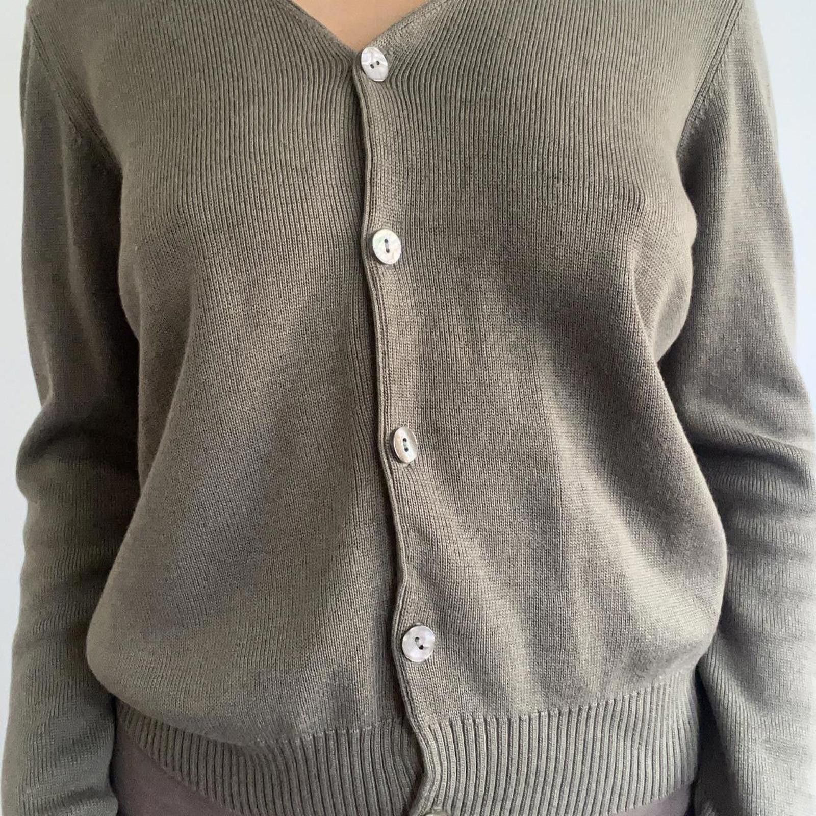 Tommy Bahama Green cotton and silk cardigan with mother of pearl buttons Size ONE SIZE - 3 Thumbnail