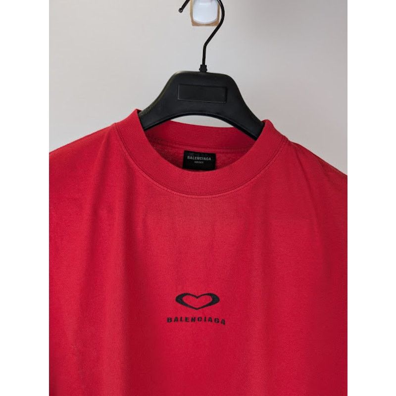 Balenciaga o1rshd1 Sweetheart Dry Jersey Medium Fit T-Shirt in Red Size US L / EU 52-54 / 3 - 8 Thumbnail