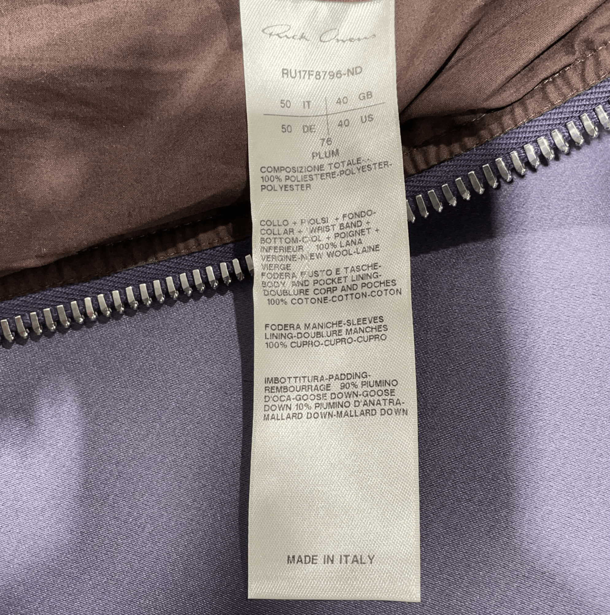 Rick Owens RARE: FW17 Glitter Faun Plum Long Bomber Jacket IT 50 – Size US M / EU 48-50 / 2 - 5 Thumbnail