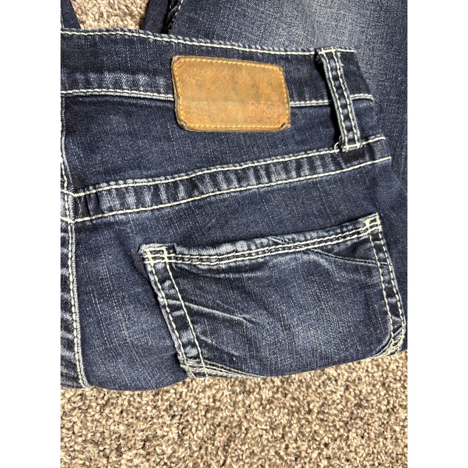 BKE BKE Jake Straight Jeans Mens 31x30 Dark Wash Stretch Denim Thick Stitch Flex Size US 31 - 7 Thumbnail