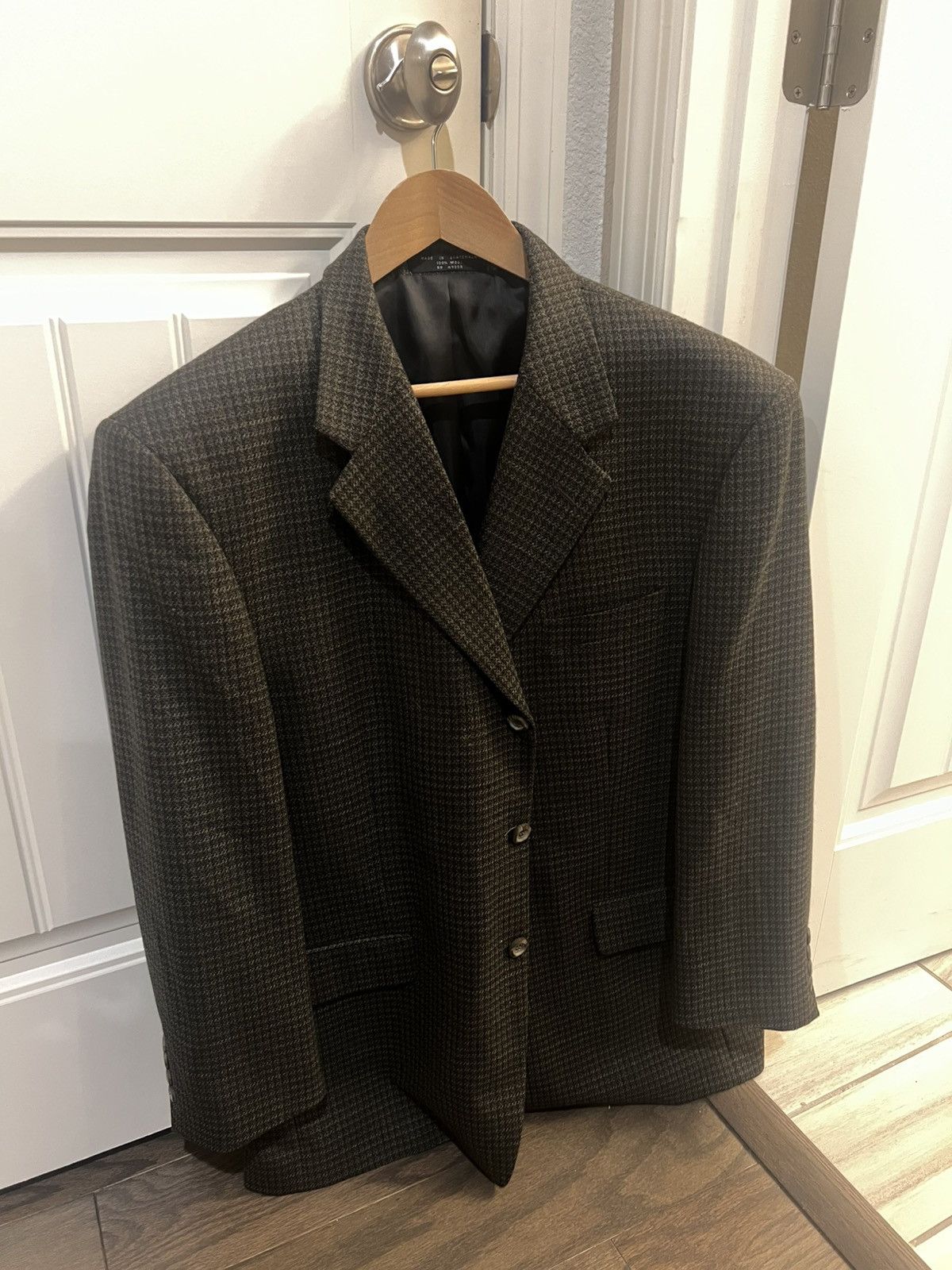 Jones New York Men's Vintage Jones New York Wool Houndstooth Blazer Jacket Size 44R - 3 Thumbnail