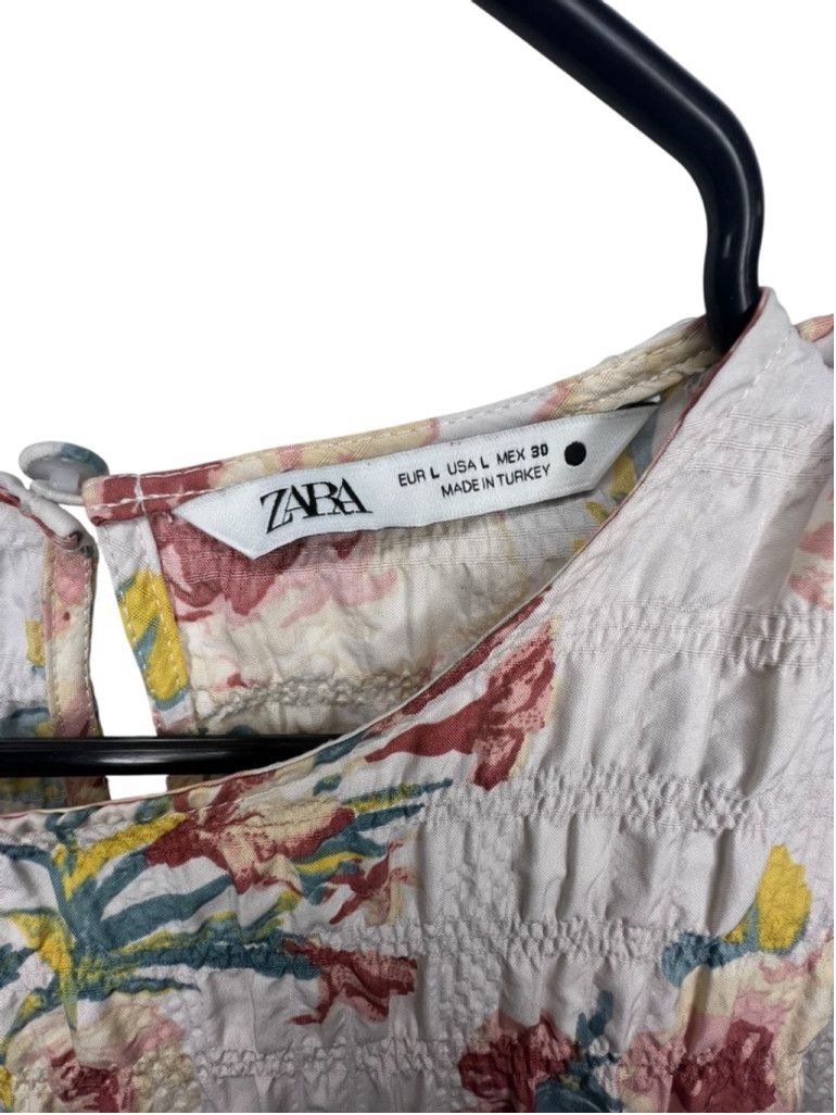 Zara ZARA Floral Patterned Tiered Babydoll Long Sleeve Mini Dress Size L / US 10 / IT 46 - 3 Thumbnail