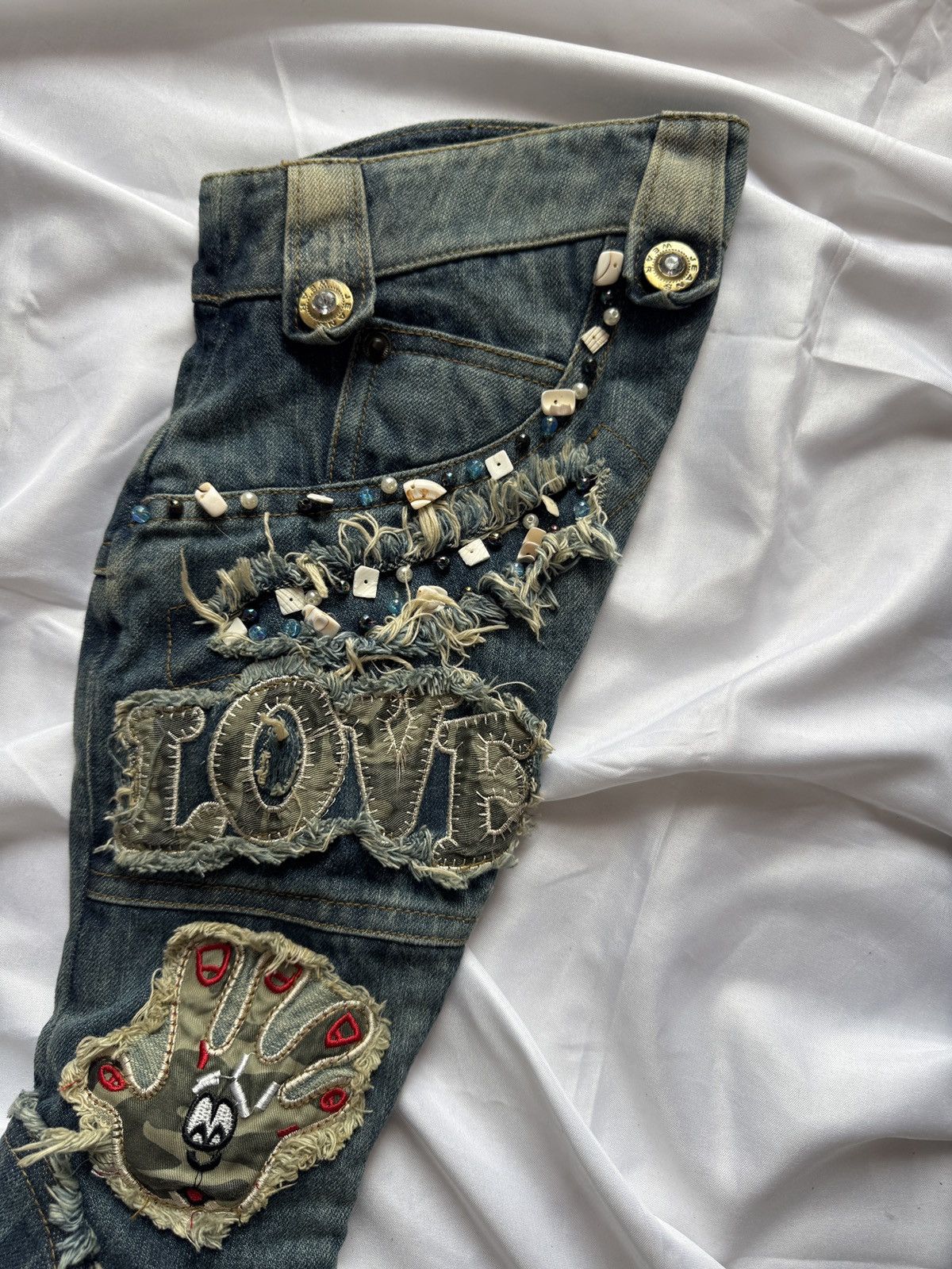 Hysteric Glamour Y2K Vintage Distressed Patchwork Knee-High Jeans Boots Size US 7 / IT 37 - 6 Thumbnail