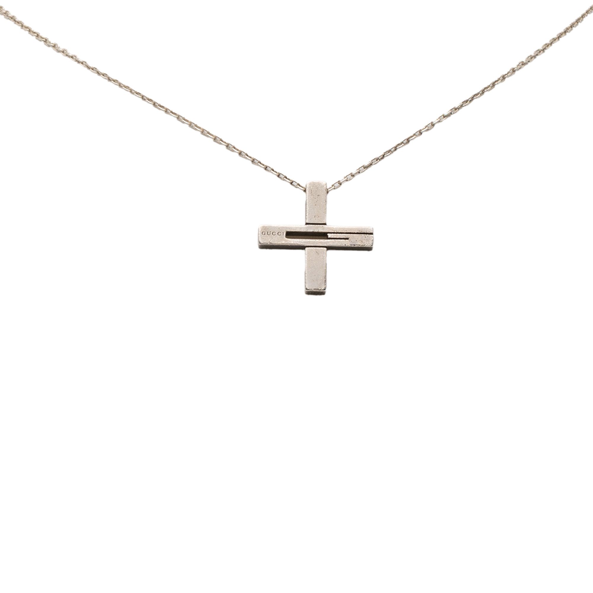 Gucci Gucci Sterling SIlver G Cut Out Cross Pendant Neckalce Size ONE SIZE - 1 Thumbnail