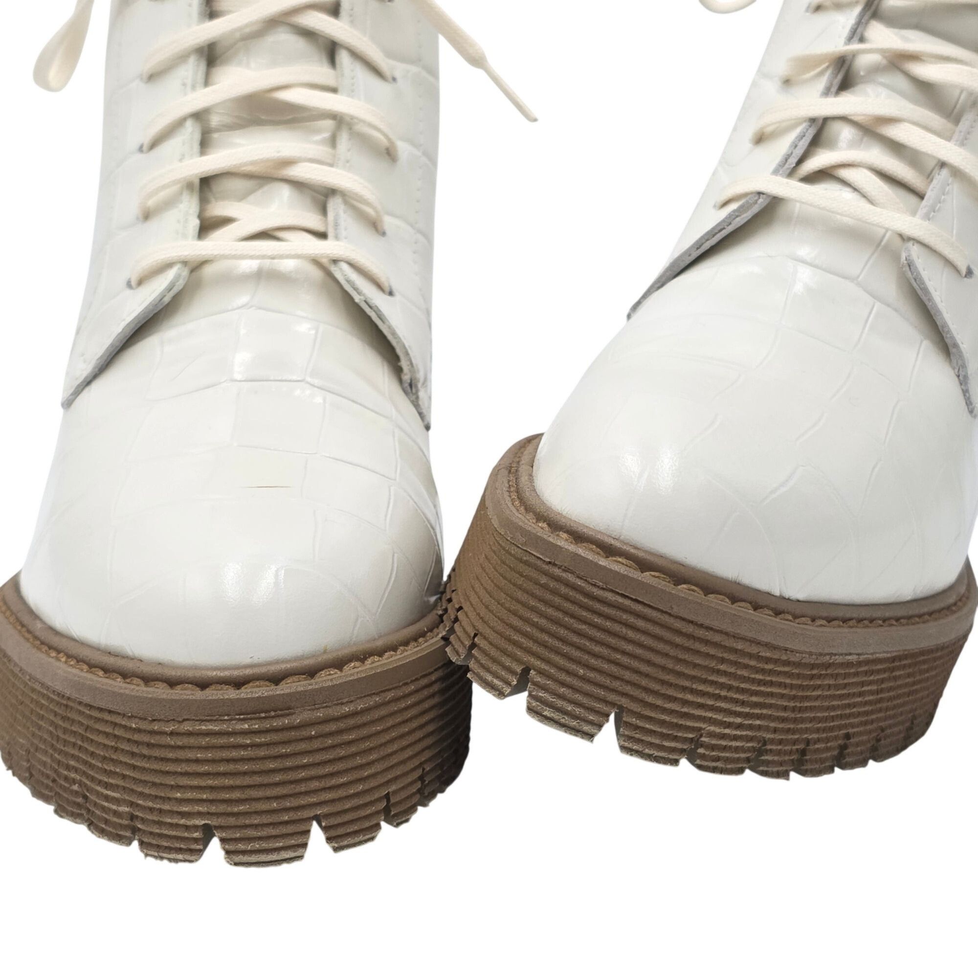 FREDA SALVADOR NEW Freda Salvador Emi Combat Boots Womens 5M Creme Leather Size US 5 / IT 35 - 11 Thumbnail