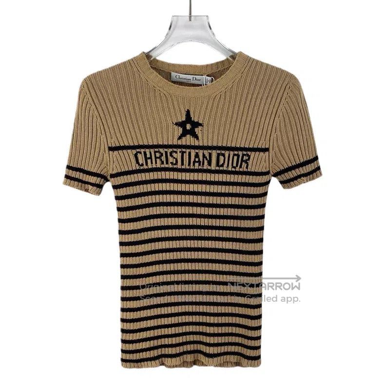 Dior Dior Dark brown logo letter striped cotton round-neck shor Size XXS / US 00 / IT 34 - 1 Thumbnail