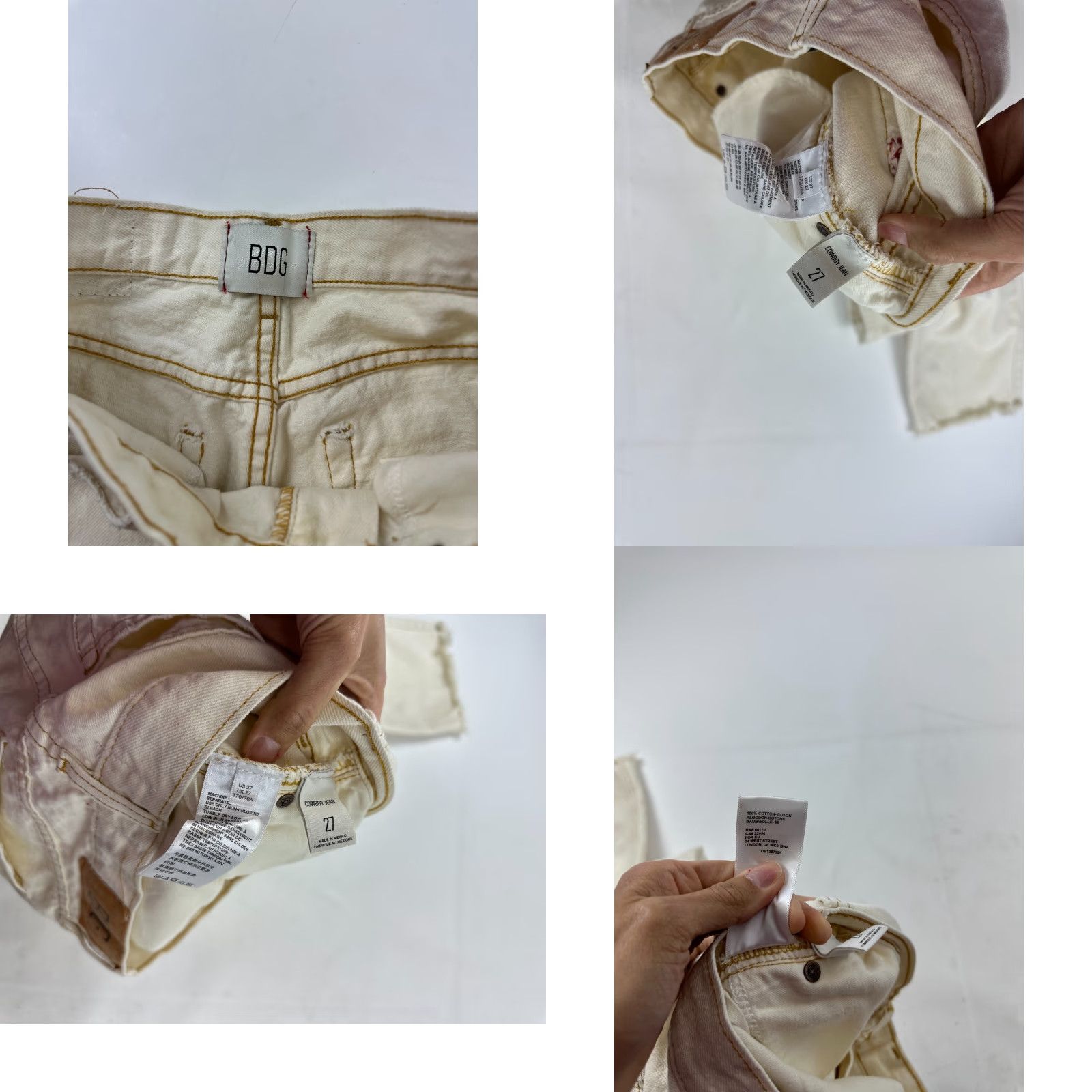 Bdg BDG Womens Jeans 27 Ivory Distressed High-Rise Straight Fit 5-Pocket Denim Casual Season Size 27" / US 4 / IT 40 - 8 Thumbnail