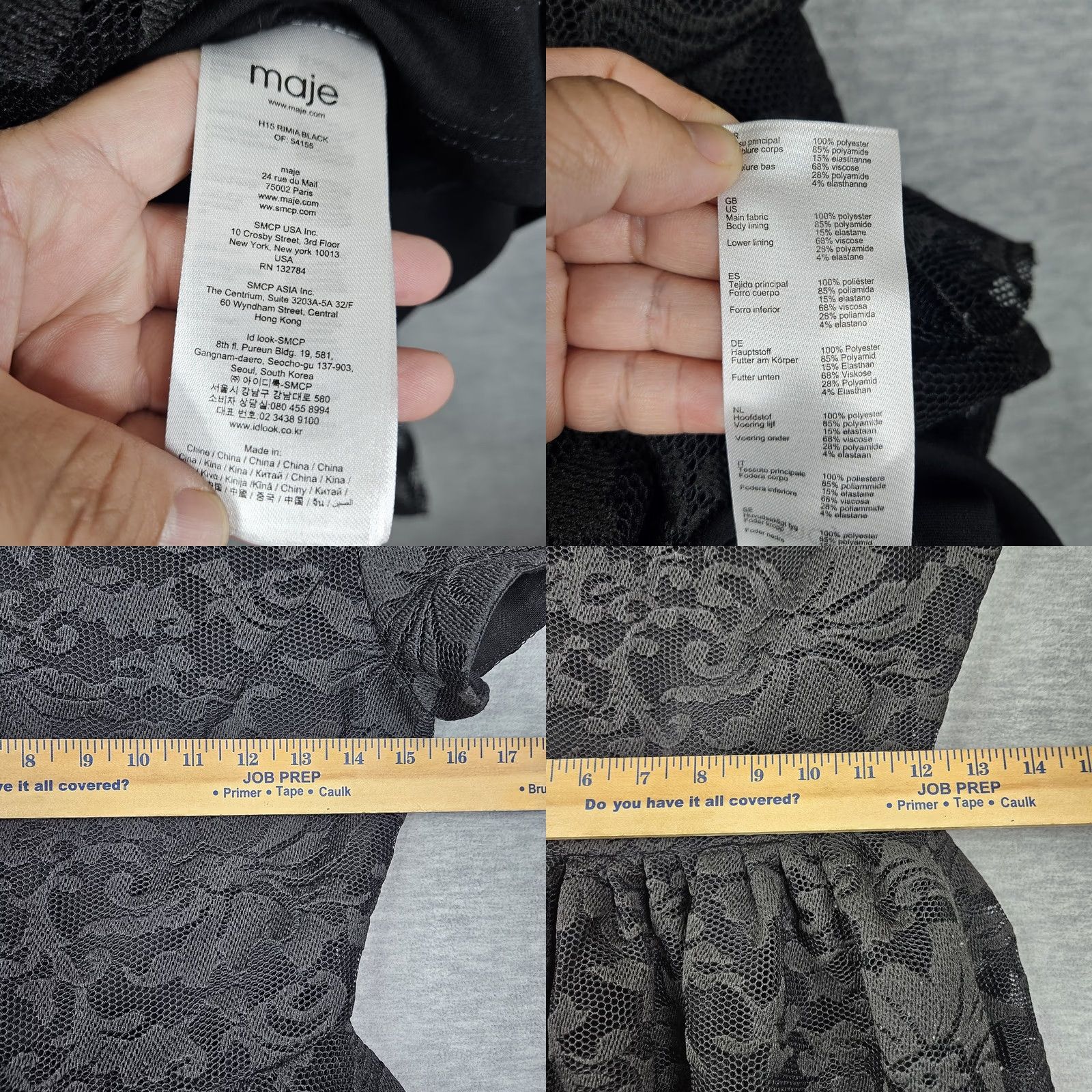 Maje Maje Dress Women Black Floral Lace V-Neck Short Sleeve A-Line Size 1 Mini Size XS / US 0-2 / IT 36-38 - 8 Thumbnail
