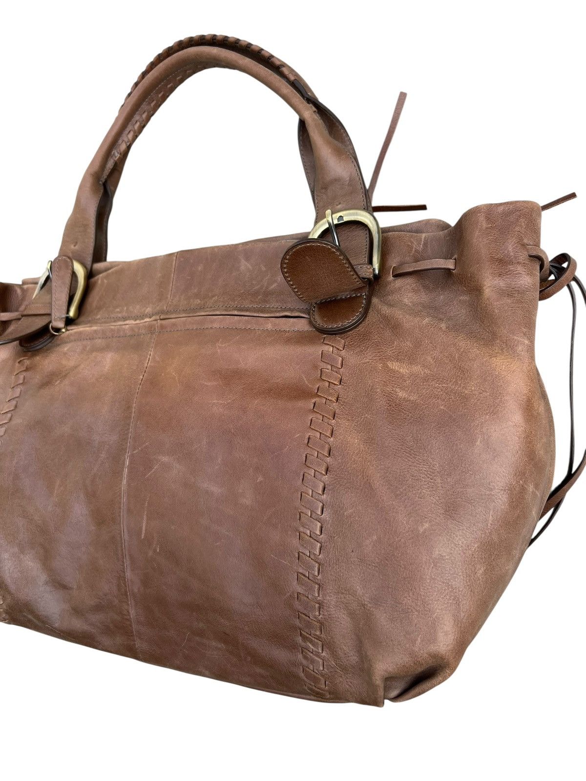 Leather Vintage Sazaby Japan Scratches Patina Leather Shoulder Bag Size ONE SIZE - 8 Thumbnail