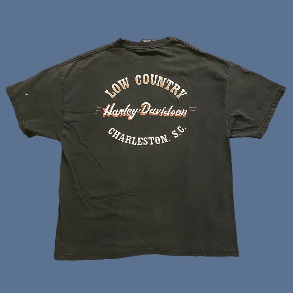 Harley Davidson VINTAGE Harley-Davidson T-Shirt Charleston South Carolina Black Cotton XL Mens Crew Neck Short Sleeve Graphic Print Distress Size US XL / EU 56 / 4 - 1 Thumbnail