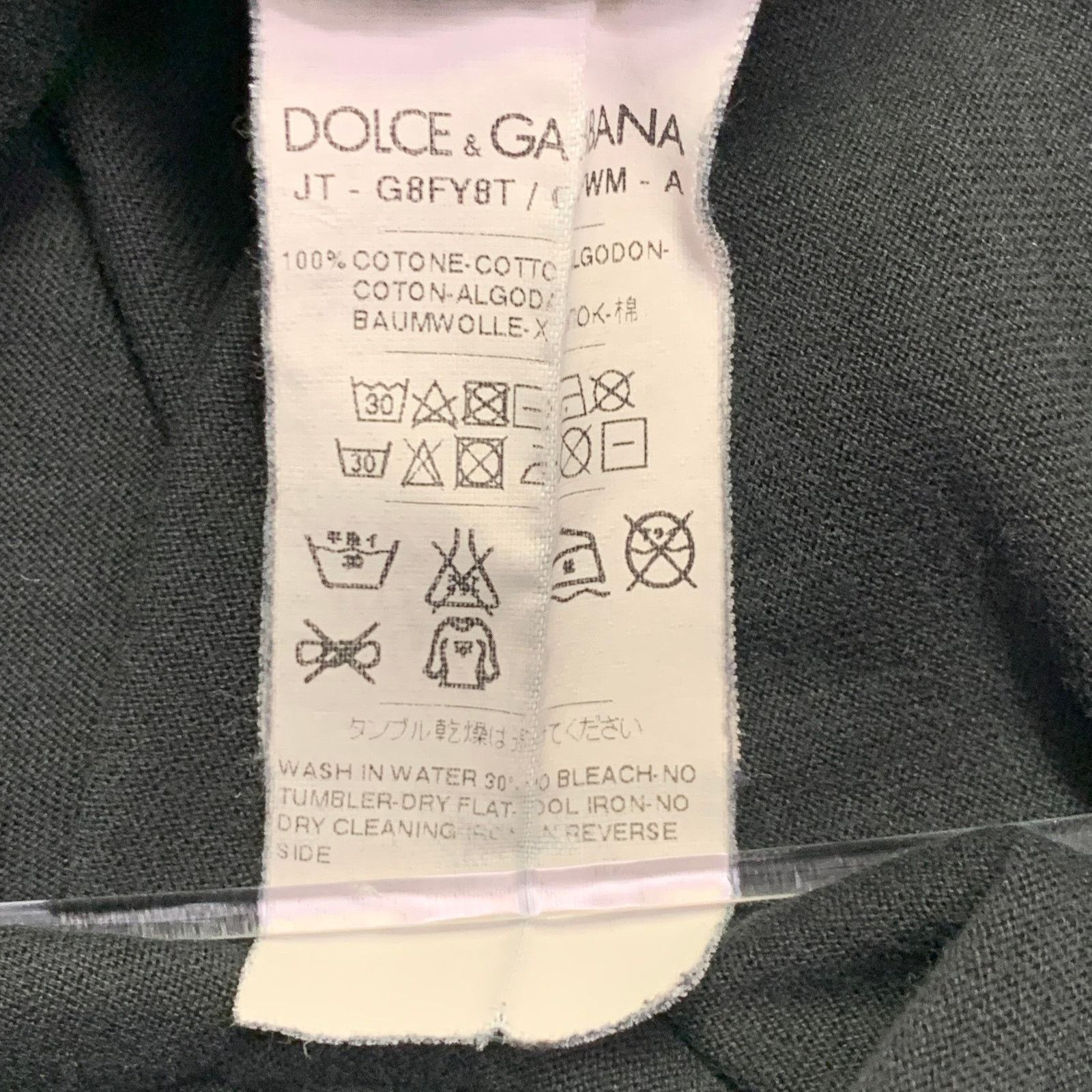 Dolce & Gabbana Size 44 Black Cotton Jersey Distressed V-Neck T-shirt Size US S / EU 44-46 / 1 - 7 Thumbnail