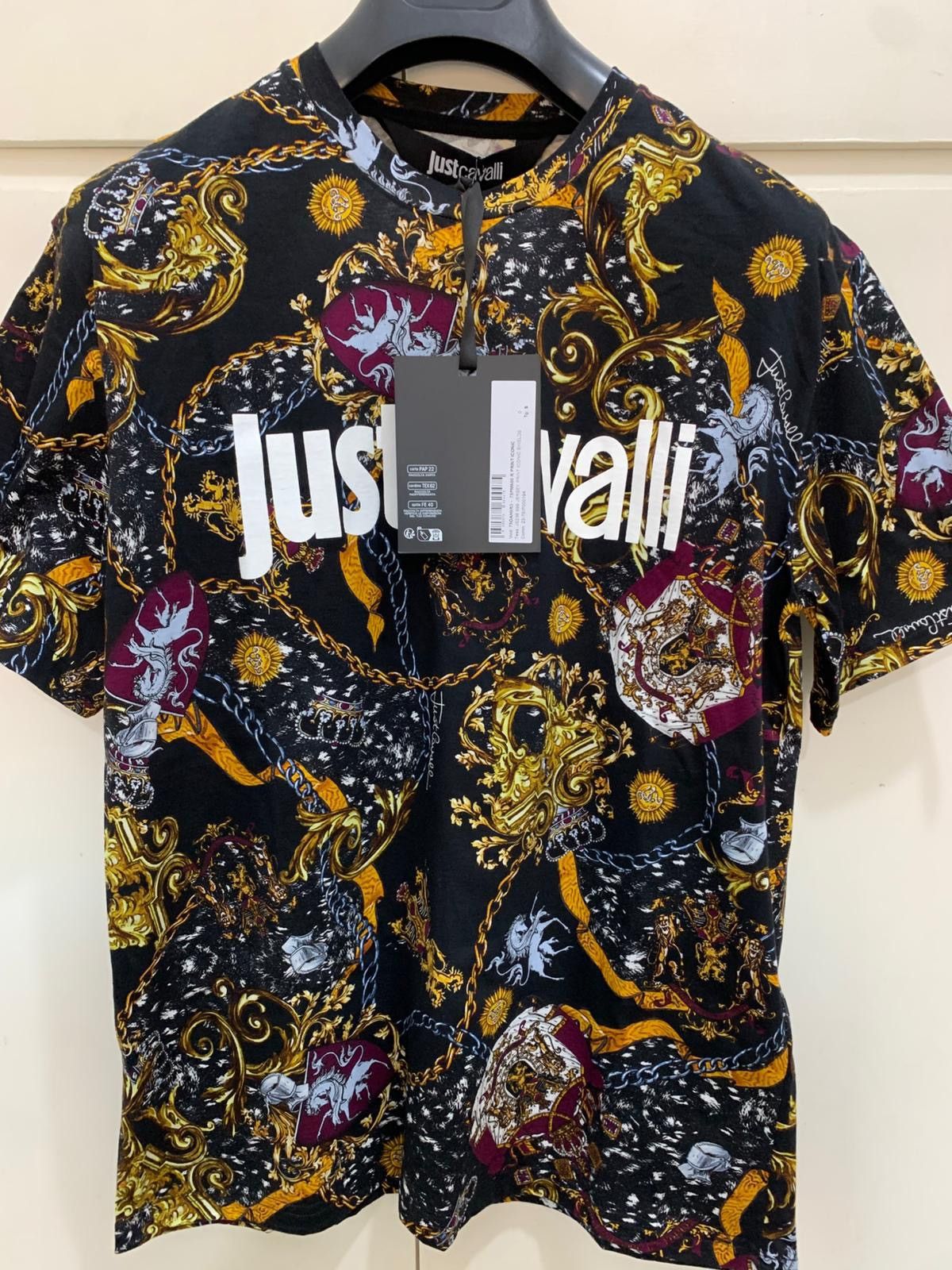 Just Cavalli Jersey Print T-shirt Iconic Shields Just Cavalli size S, new Size US S / EU 44-46 / 1 - 2 Thumbnail