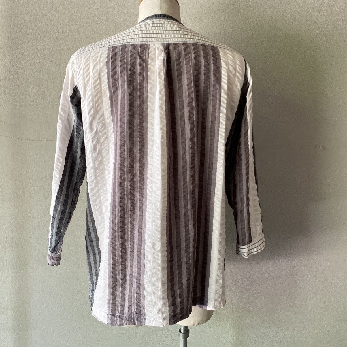 Y's Y's for living Striped Cotton Grandad Shirt Size US XL / EU 56 / 4 - 23 Thumbnail